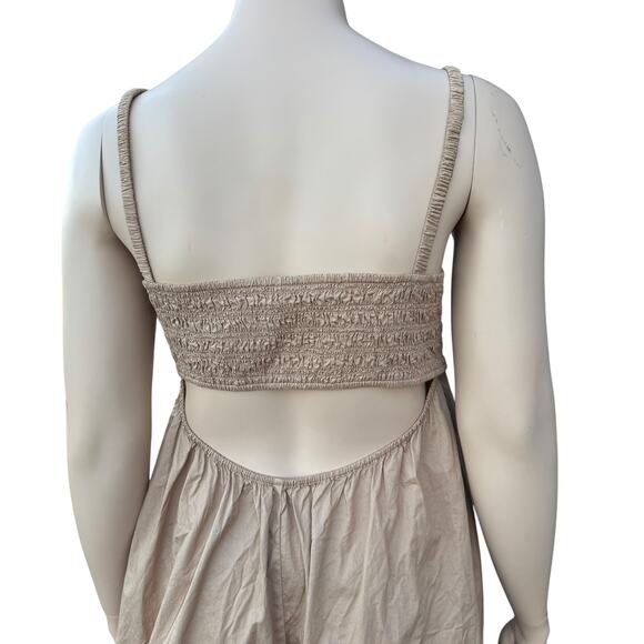 Old Navy XL Tan Smocked Cutout Back Midi Dress NWT - Picture 7 of 8